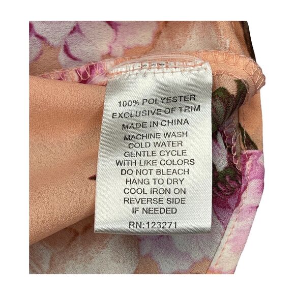 Wishful Park Blouse Pink Floral Long Roll Tab Sleeves Women’s Size Small - Picture 7 of 7